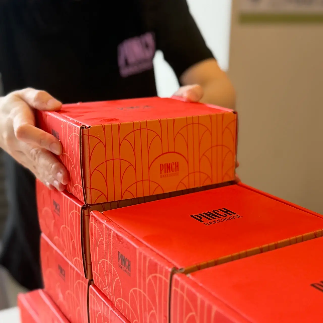 Boxes of Pinch Bakehouse halal brownies prepared for a bazaar in Singapore