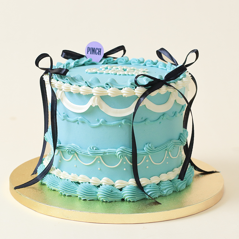 Tiffany Blue Coquette Style Korean Vintage Cake