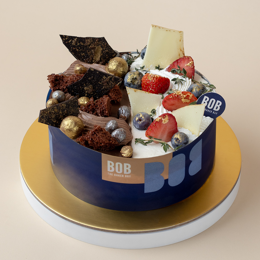 Duo Celebration Cake: 55% Belgian Chocolate & Strawberry Shortcake