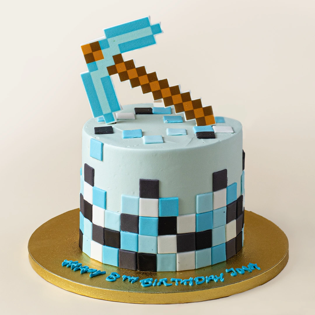 Minecraft Pickaxe And Sword Cake