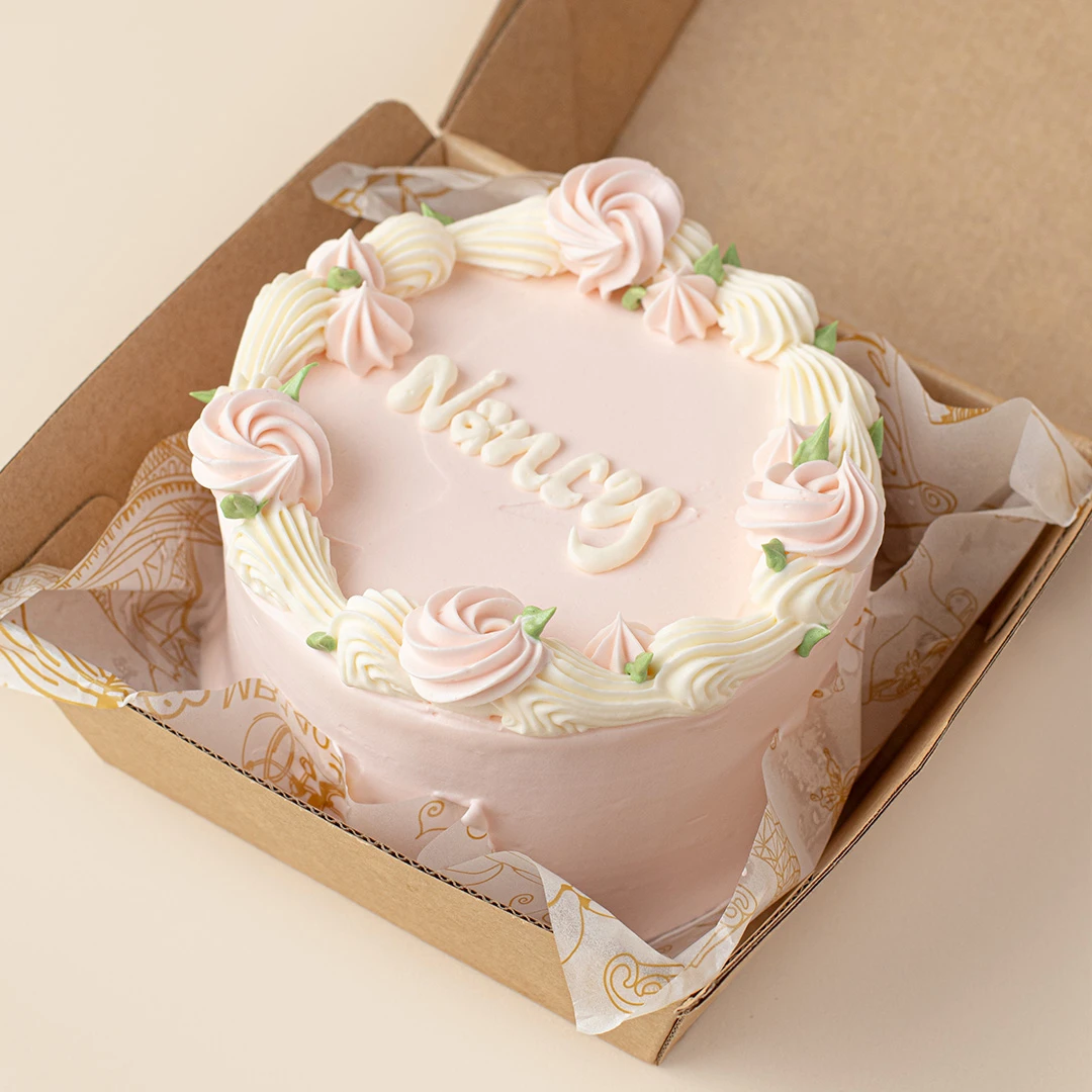 Classic Pink Floral Bento Cake (4" Inches)